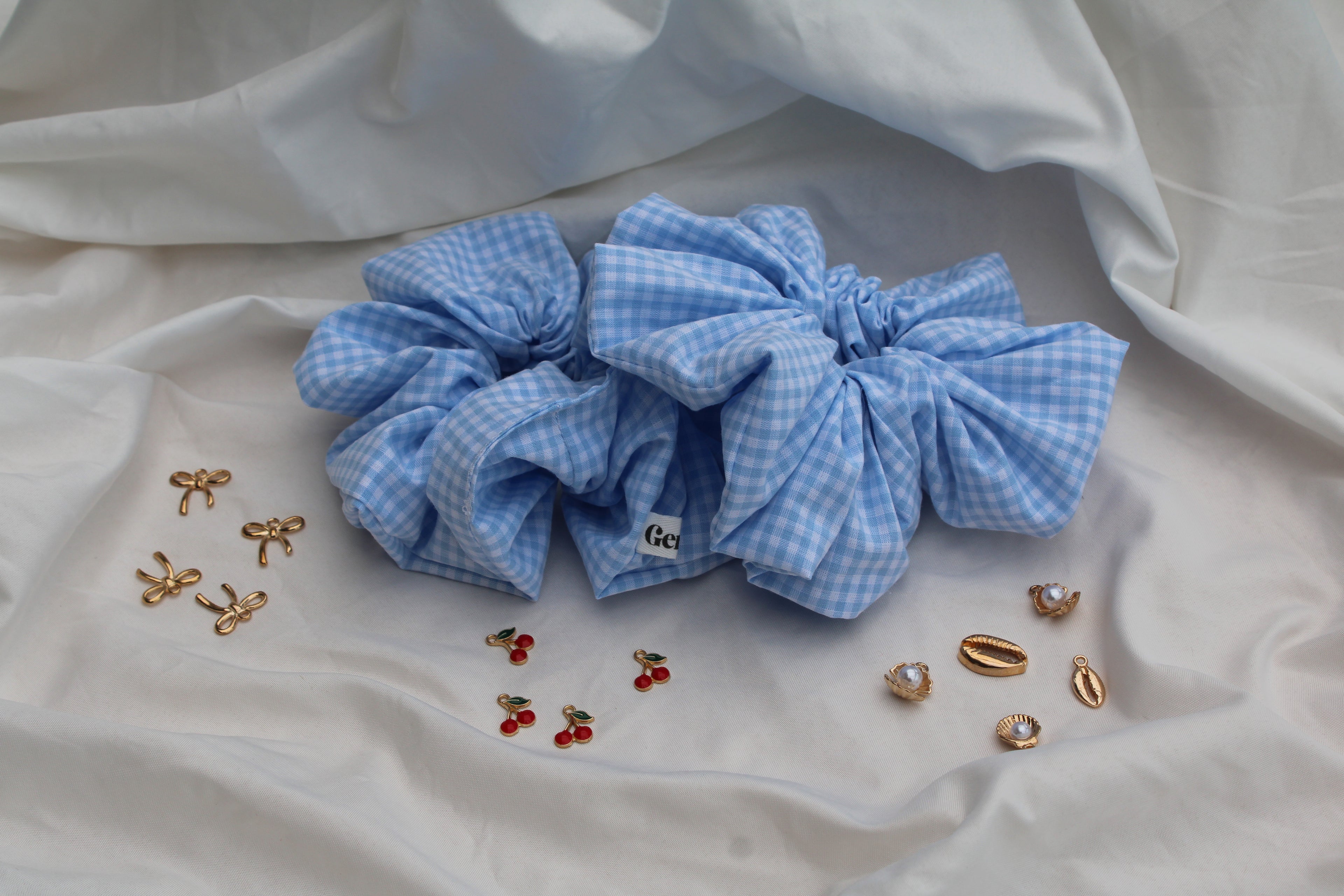 Chouchou élastique bleu — accessoire cheveux femme