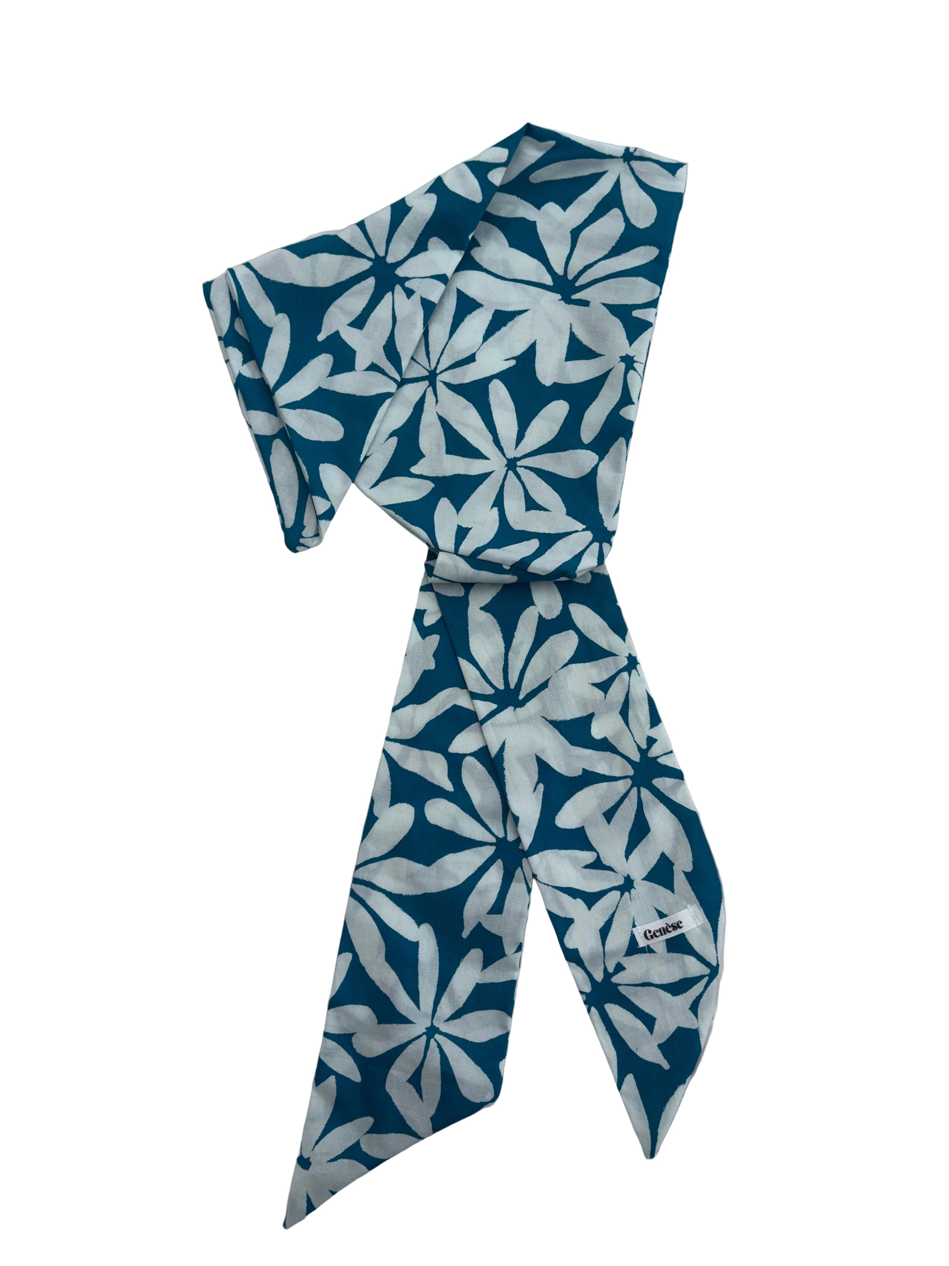 Bandana Sion Fleurie — foulard cheveux femme fleuri fait main