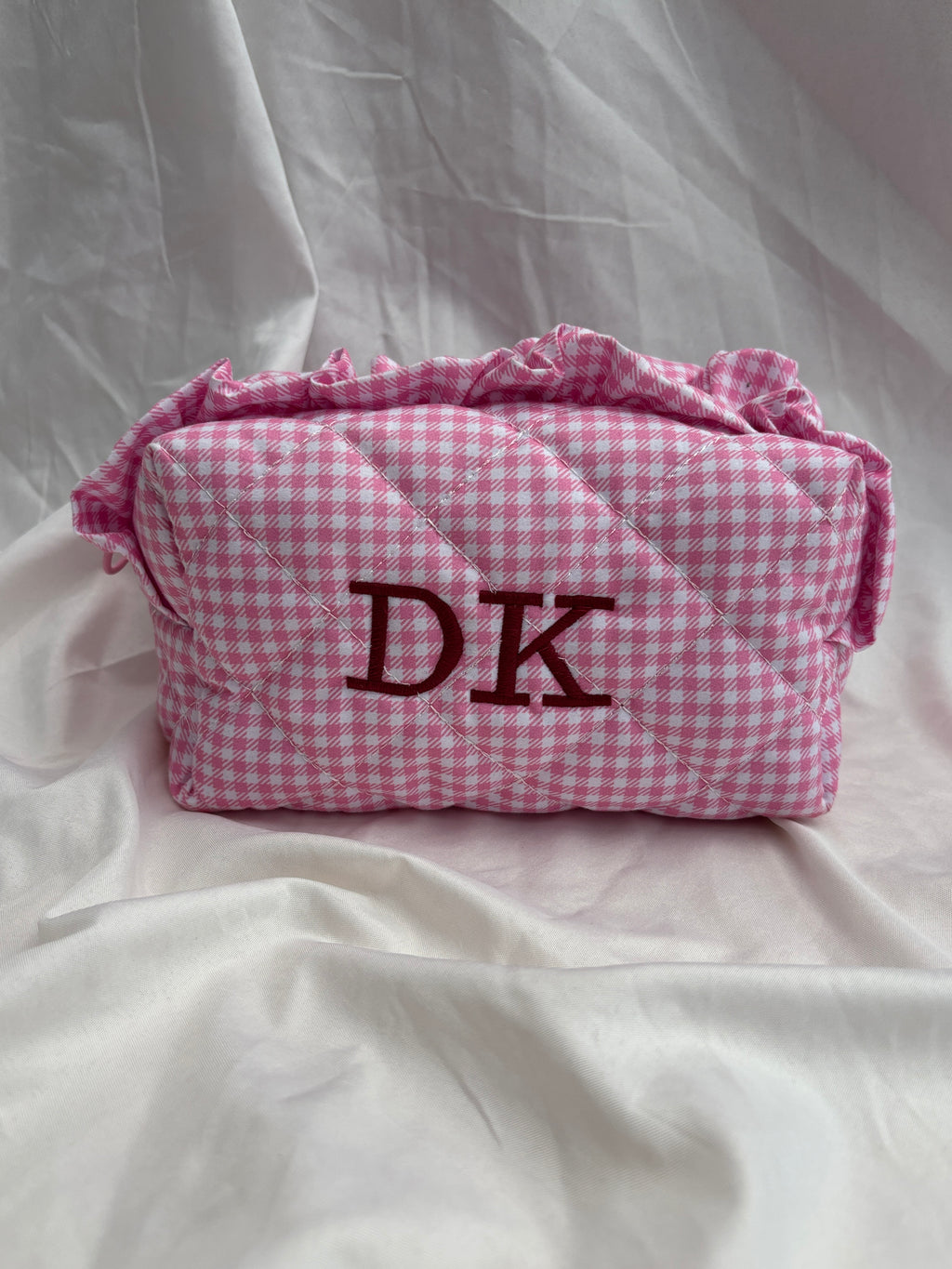 Trousse Vichy personnalisée — broderie prénom